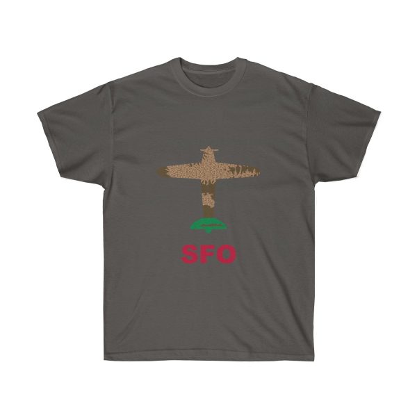 California San Francisco International Airport SFO Ultra Cotton Tee T-Shirt Airplane California Flag - Image 5