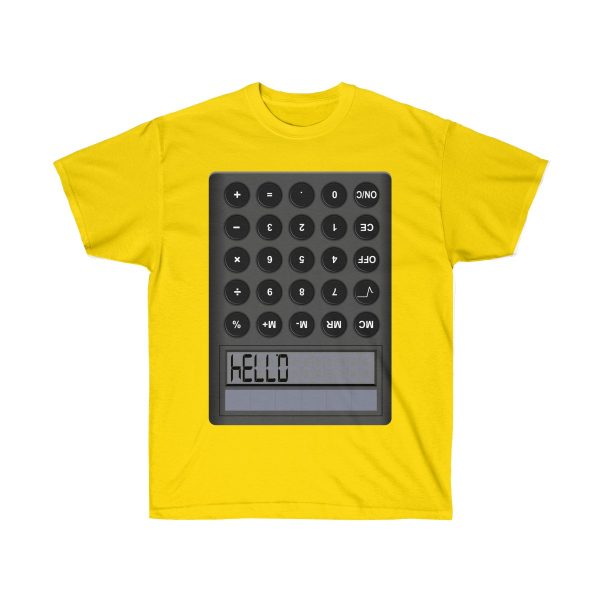 Calculator HELLO 0.7734 Ultra Cotton Tee T-Shirt Highschool Words Upsidedown - Image 6