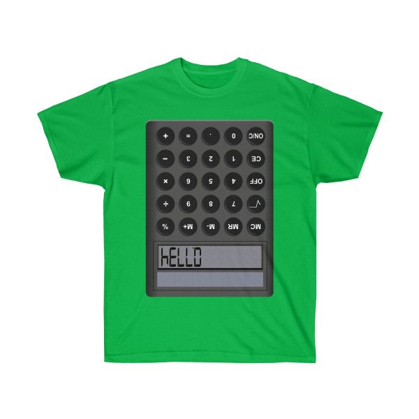 Calculator HELLO 0.7734 Ultra Cotton Tee T-Shirt Highschool Words Upsidedown - Image 8