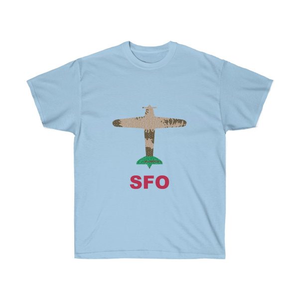 California San Francisco International Airport SFO Ultra Cotton Tee T-Shirt Airplane California Flag - Image 7