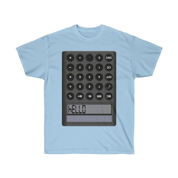 Calculator HELLO 0.7734 Ultra Cotton Tee T-Shirt Highschool Words Upsidedown - Image 9
