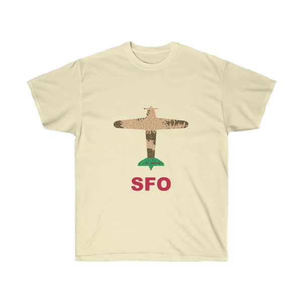 California San Francisco International Airport SFO Ultra Cotton Tee T-Shirt Airplane California Flag - Image 6