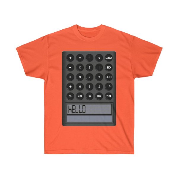 Calculator HELLO 0.7734 Ultra Cotton Tee T-Shirt Highschool Words Upsidedown - Image 2