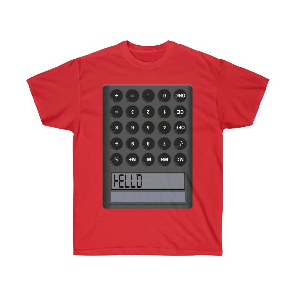 Calculator HELLO 0.7734 Ultra Cotton Tee T-Shirt Highschool Words Upsidedown - Image 10