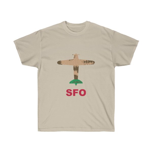 California San Francisco International Airport SFO Ultra Cotton Tee T-Shirt Airplane California Flag - Image 4