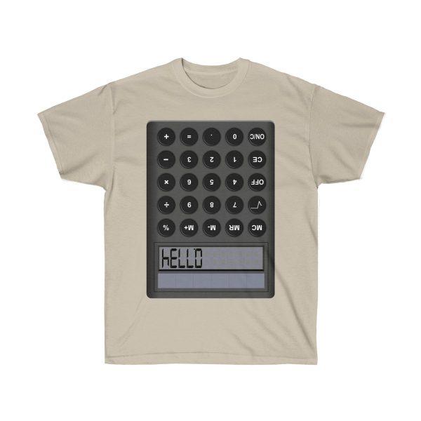Calculator HELLO 0.7734 Ultra Cotton Tee T-Shirt Highschool Words Upsidedown - Image 3