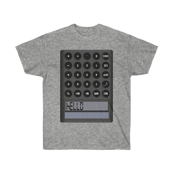 Calculator HELLO 0.7734 Ultra Cotton Tee T-Shirt Highschool Words Upsidedown - Image 4