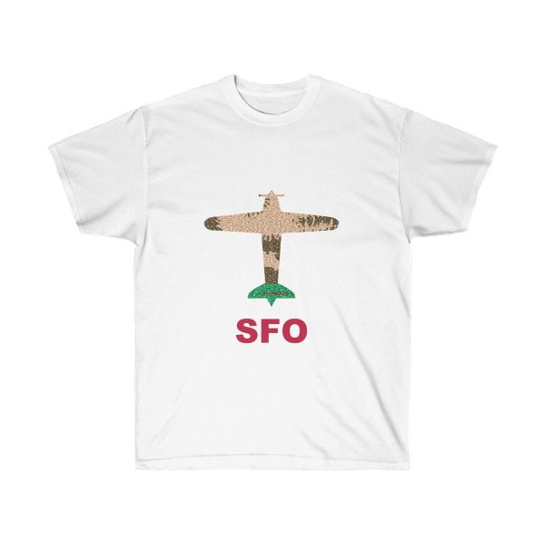 California San Francisco International Airport SFO Ultra Cotton Tee T-Shirt Airplane California Flag - Image 2