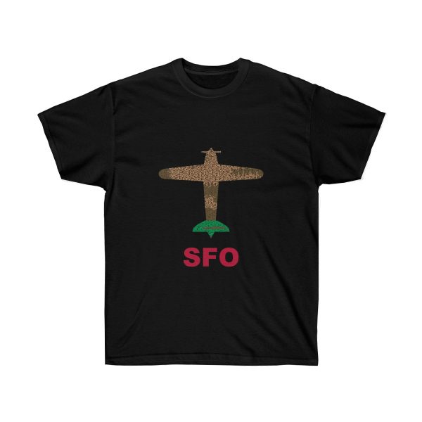 California San Francisco International Airport SFO Ultra Cotton Tee T-Shirt Airplane California Flag - Image 3