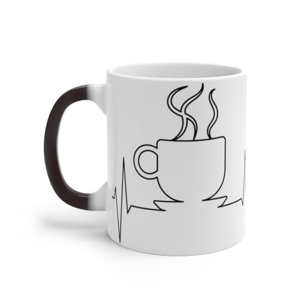 EKG With Coffee Pulse Color Changing White Ceramic Mug Life Blood - Image 8