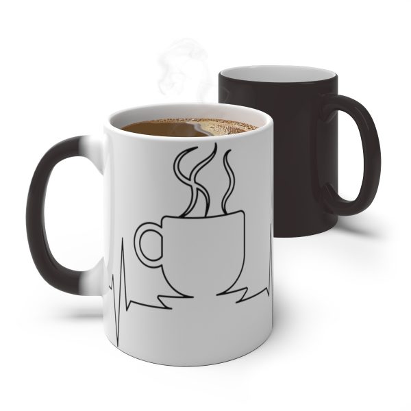 EKG With Coffee Pulse Color Changing White Ceramic Mug Life Blood - Image 9