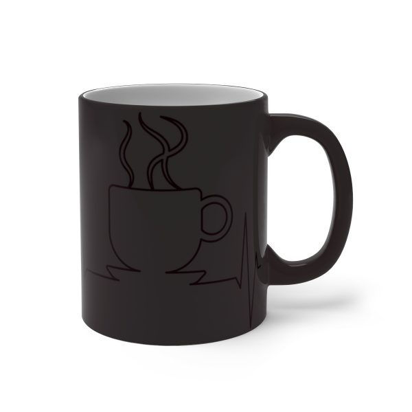 EKG With Coffee Pulse Color Changing White Ceramic Mug Life Blood - Image 10