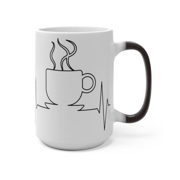 EKG With Coffee Pulse Color Changing White Ceramic Mug Life Blood - Image 3