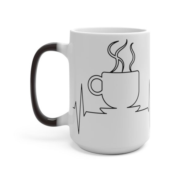 EKG With Coffee Pulse Color Changing White Ceramic Mug Life Blood - Image 4