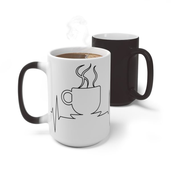 EKG With Coffee Pulse Color Changing White Ceramic Mug Life Blood