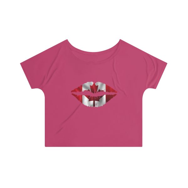 Canada Flag Kiss Lips Solid Print Women's Slouchy Top - Image 13