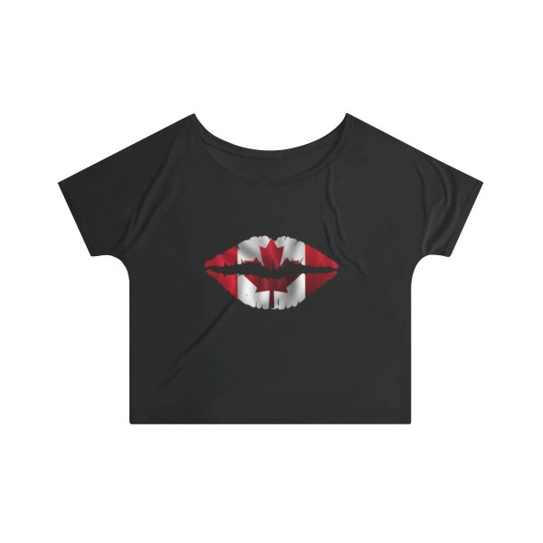 Canada Flag Kiss Lips Solid Print Women's Slouchy Top - Image 2