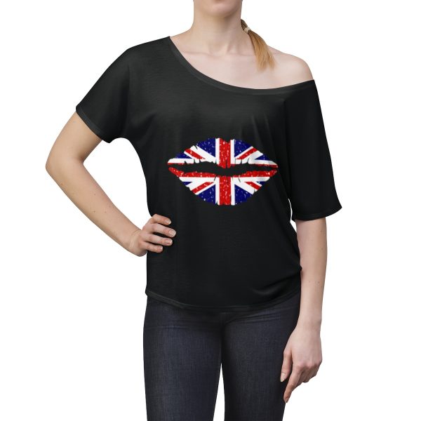 United Kingdom Flag Kiss Lips Speckled Print Women's Slouchy Top