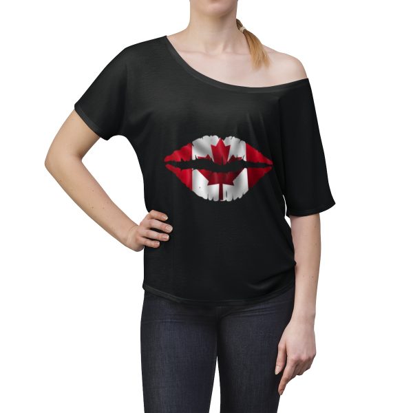 Canada Flag Kiss Lips Solid Print Women's Slouchy Top