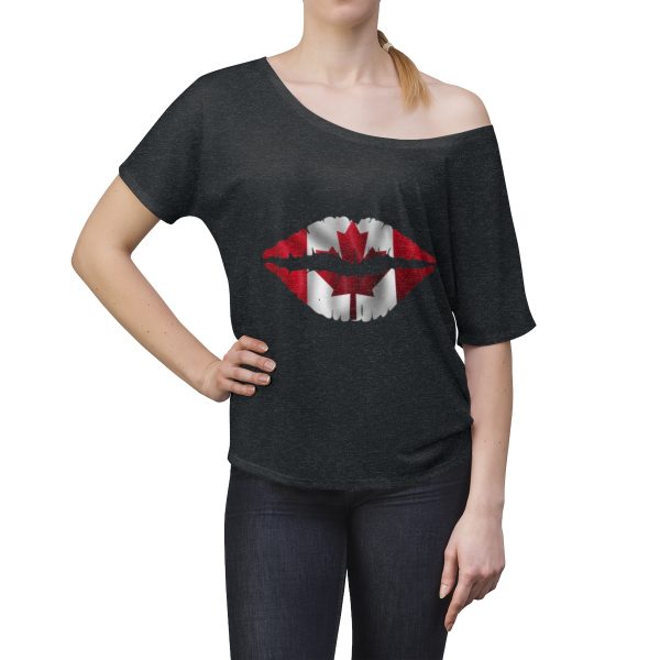 Canada Flag Kiss Lips Solid Print Women's Slouchy Top - Image 6