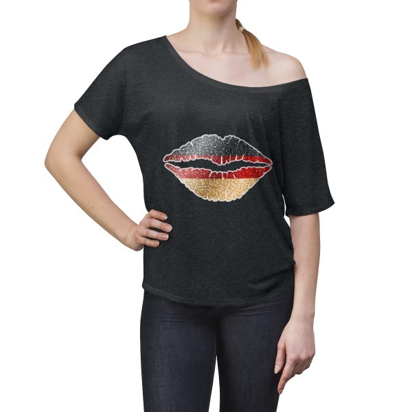 Germany Flag Kiss Lips Speckled Print Women's Slouchy Top - Image 6