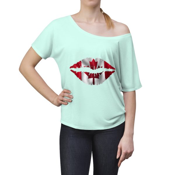 Canada Flag Kiss Lips Solid Print Women's Slouchy Top - Image 8