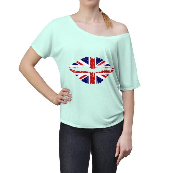 United Kingdom Flag Kiss Lips Speckled Print Women's Slouchy Top - Image 8