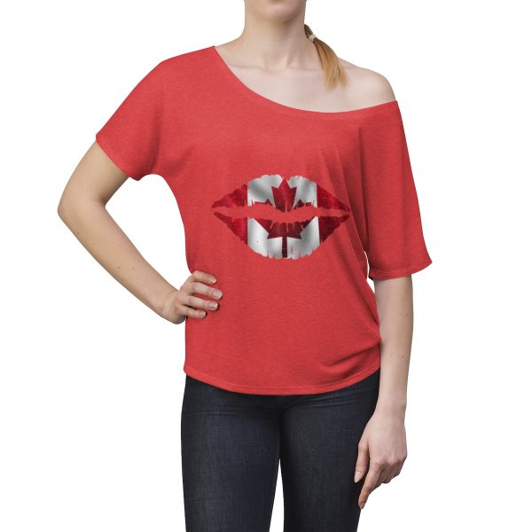 Canada Flag Kiss Lips Solid Print Women's Slouchy Top - Image 16