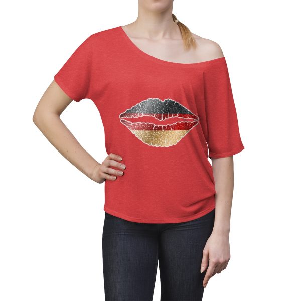 Germany Flag Kiss Lips Speckled Print Women's Slouchy Top - Image 16