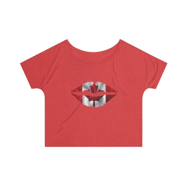Canada Flag Kiss Lips Solid Print Women's Slouchy Top - Image 15