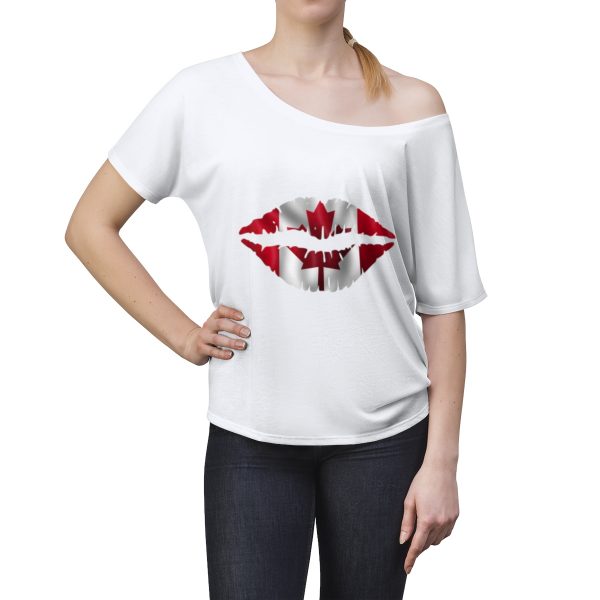 Canada Flag Kiss Lips Solid Print Women's Slouchy Top - Image 4