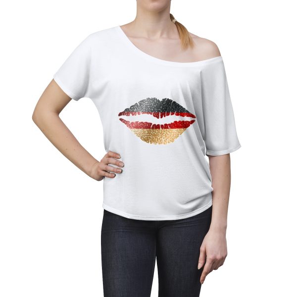 Germany Flag Kiss Lips Speckled Print Women's Slouchy Top - Image 4