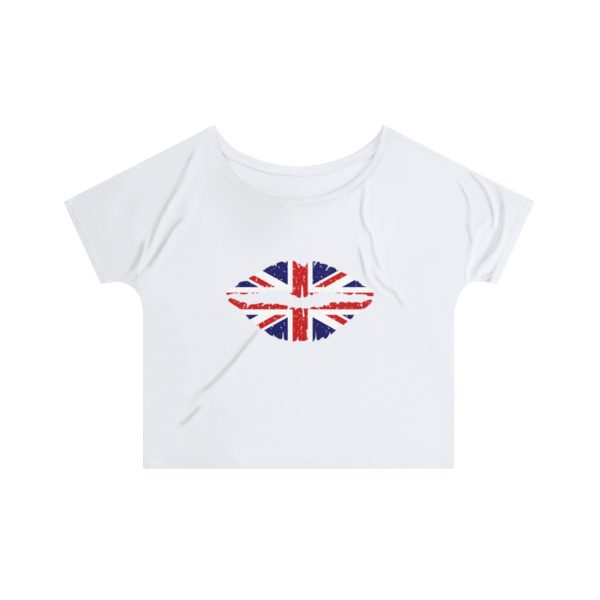 United Kingdom Flag Kiss Lips Speckled Print Women's Slouchy Top - Image 3