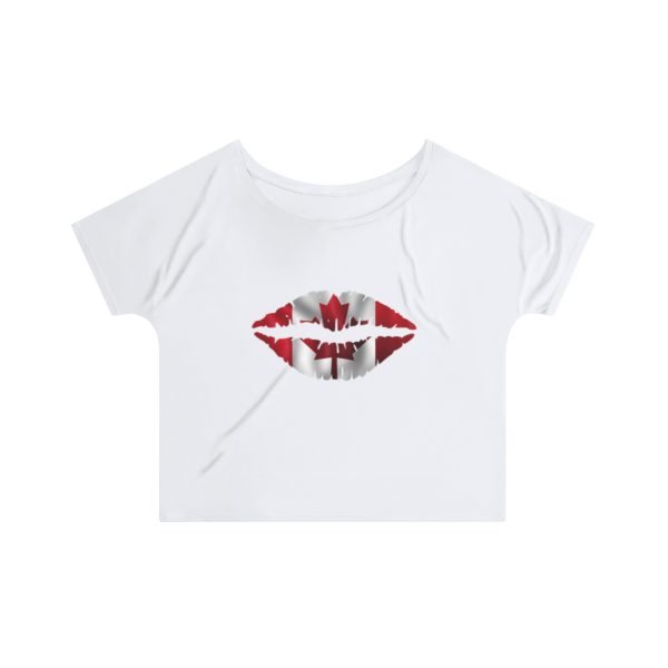 Canada Flag Kiss Lips Solid Print Women's Slouchy Top - Image 3